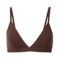 thumbnail image 4 of PMVFHDE Lightweight Padded Triangle Wireless Bra With Comfortable U Back Design For Everyday Wear Breathable Soft Blend Seamless Undershirts Outdoor Casual Daily Versatile All-Season Brown - XS, 4 of 5