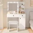 thumbnail image 2 of Jopath Makeup Vanity Set with Mirror & Lights,Makeup Vanity Desk with Large Drawers & 3 Storage Dreeser for Bedroom,White, 2 of 7