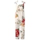 thumbnail image 3 of Gibobby Pantalones cortos Mono informal con estampado floral y tirantes ajustables para mujer(Rojo， XXXL), 3 of 4