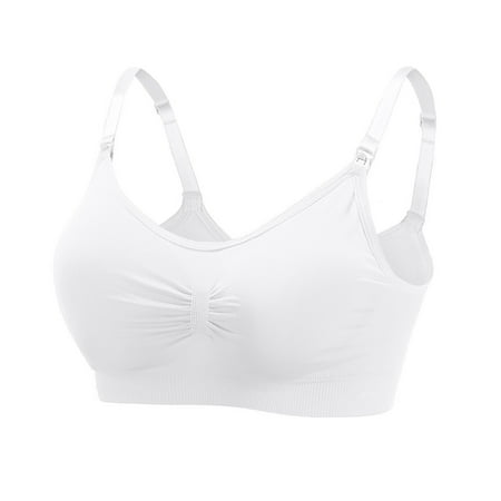 

EHTMSAK Women s Pregnancy Maternity Full Bust Bras Nursing Wireless Bralette White XL