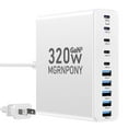 thumbnail image 1 of Estación de carga MGRNPONY USB C de 10 puertos, 320 W, GaN III PD, 65 W, 1 of 6