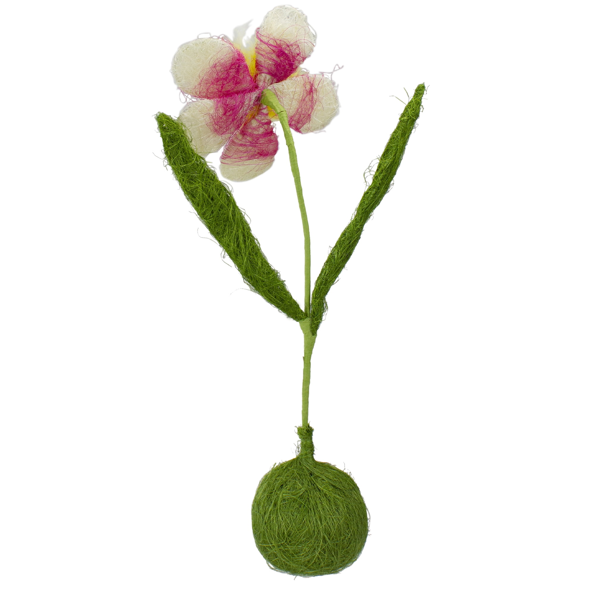 19" Green Yellow and Fuchsia Spring Floral Table Top Decoration