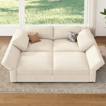 HONBAY Oversized Modular Sleeper Sofa Sectional with Storage Corduroy Upholstery for Living Room, Beige