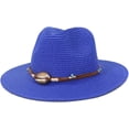 thumbnail image 2 of Women Straw Panama Hat Travel Fedora Beach Sun Hat Summer Wide Brim Straw Roll up Hat UPF 50+, 2 of 2