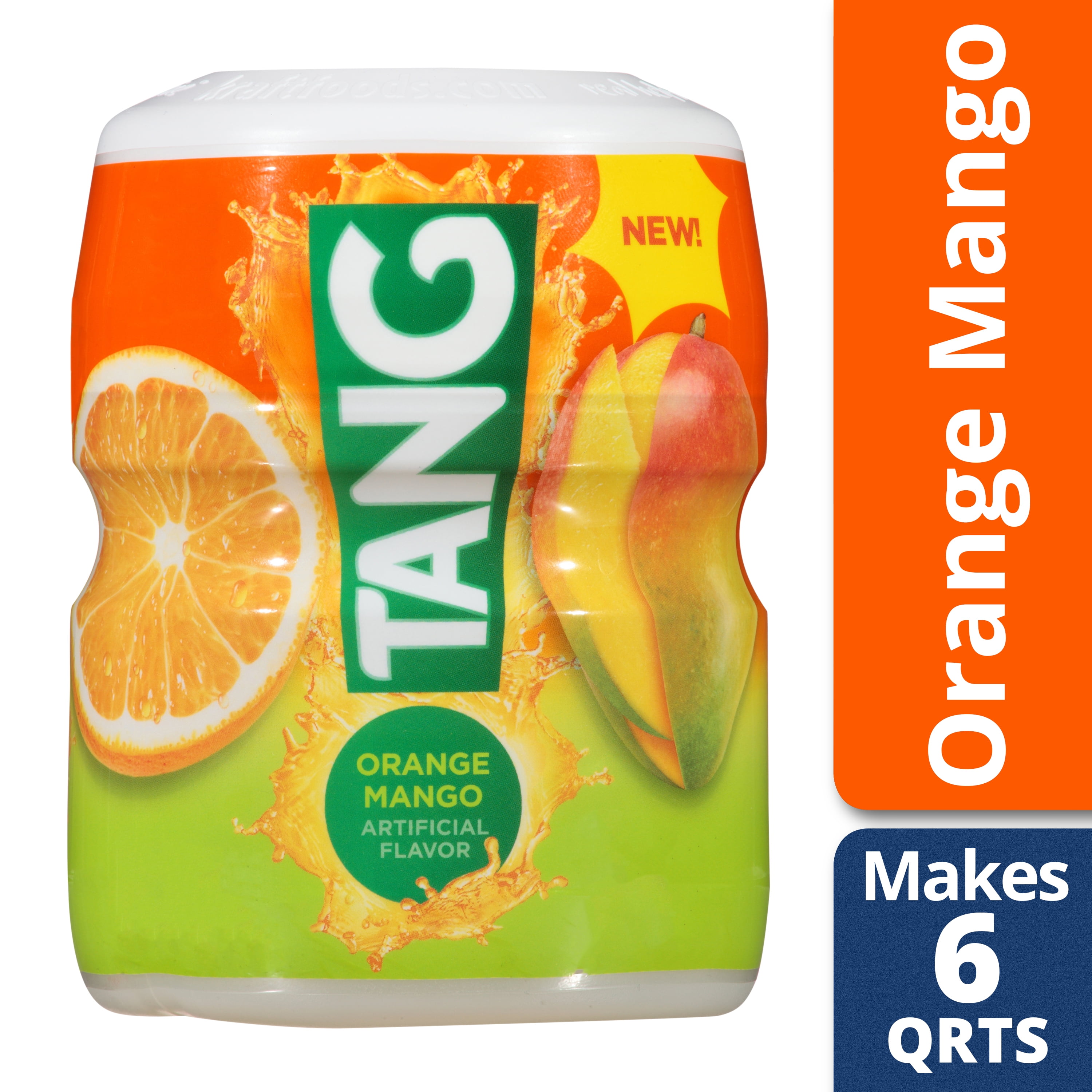 Tang Powdered Soft Drink Mix, Orange Mango, Caffeine Free, 20 oz Jar