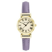 Anne Klein Women's Round Cream Dial Gold Plated Watch with Lavender Leather Banddamaged box