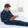 thumbnail image 6 of Sikiie BLUE Flamingo Birds Mens Pajama Set, Soft Warm Long Sleeve Sleepwear, Cozy Button-Down Pjs for Men-Large, 6 of 7