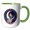 Green/White, variant on 3drose, Howard Male Name, Moon, Man, Snow Mountain Leopard Head. Artsy Gift, 11oz Mug
