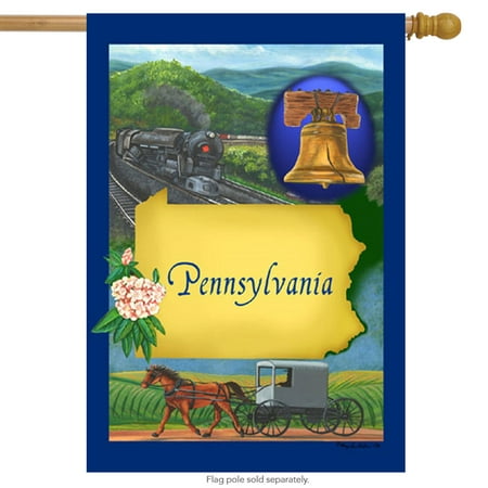 Pennsylvania State House Flag Horse & Buggy PA Liberty Bell Double Sided
