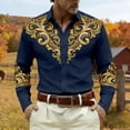 thumbnail image 2 of CONZONE Mens Western Cowboy Buttons Down Shirts Long Sleeve Shirts for Men Trendy Graphic Lapel Soft Lightweight Tops, 2 of 4