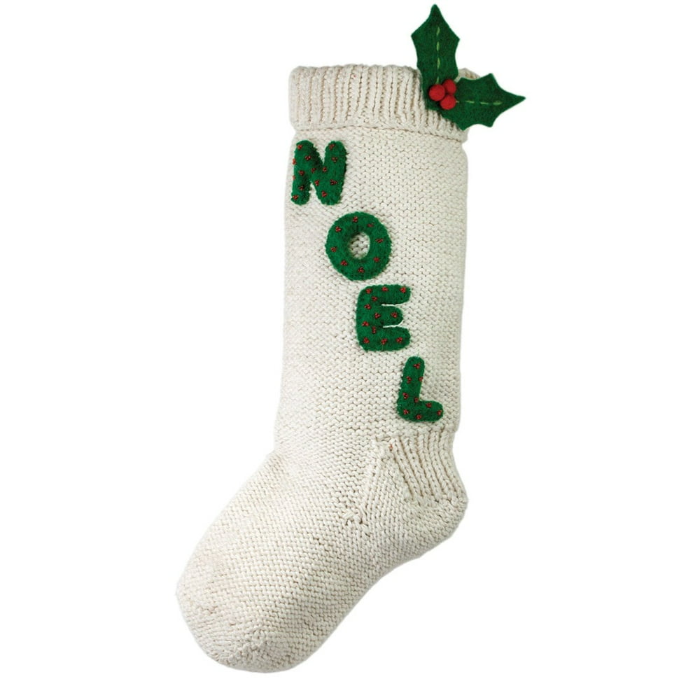 White Christmas Stocking with Noel - Wool - Walmart.com - Walmart.com