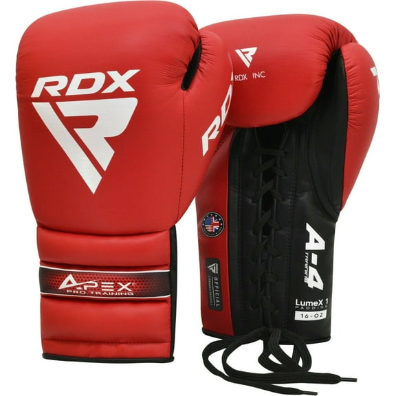 RDX Professional Boxing Fight Gloves, APEX Competition Fighter Gloves, Super Skin Maya Hide Leather, Multi-Layered, Padded Wrist Support, Traditional EZ Strap for Firm Secure Fit