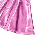 thumbnail image 4 of YTCAMLO Shiny Flowy Womens Metallic Skirt Trendy V Crossover Pleated Mini Skirt Flared Party Skirt High Waist A Line Skirts, Pink M, 4 of 5