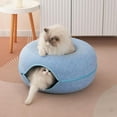 thumbnail image 6 of Large Cat Tunnel Bed for Indoor Cats with 3 Toys, Scratch Resistant Donut Cat Bed, Up to 30 Lbs (L 24x24x11, Blue), 6 of 6