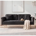 thumbnail image 5 of Leumius 70" Loveseat Sofa,Convertible Futon Sofa Bed Velvet Sleeper Sofa Bed with Throw Pillow & Gold Metal Legs,2-Seat Loveseat for Living Room,Bedroom,Office,Black, 5 of 8