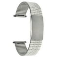 thumbnail image 1 of Bandini Bracelet de Montre Extensible en Acier Inoxydable Ton Argent 14mm pour Femmes, Extrémité Droite, Longueur Réglable, Bracelet de Montre en Métal Extensible, Sans Boucle, 1 of 8