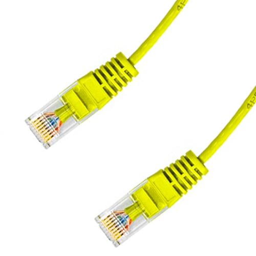 SyncWire Cat6 Ultra-Slim Ethernet Network Cable Bare Copper 28 AWG UTP cUL 7ft Yellow