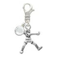 thumbnail image 2 of Delight Jewelry Silvertone Medium Softball Pitcher - Silvertone Clip on Charm with Clear Crystal Drop, 2 of 4