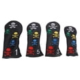 thumbnail image 2 of Club Head Cover, 4Pcs Skull  Club Head Covers  Club Headcovers Colorful Skeleton Putter Cover for Woods Irons, 2 of 8
