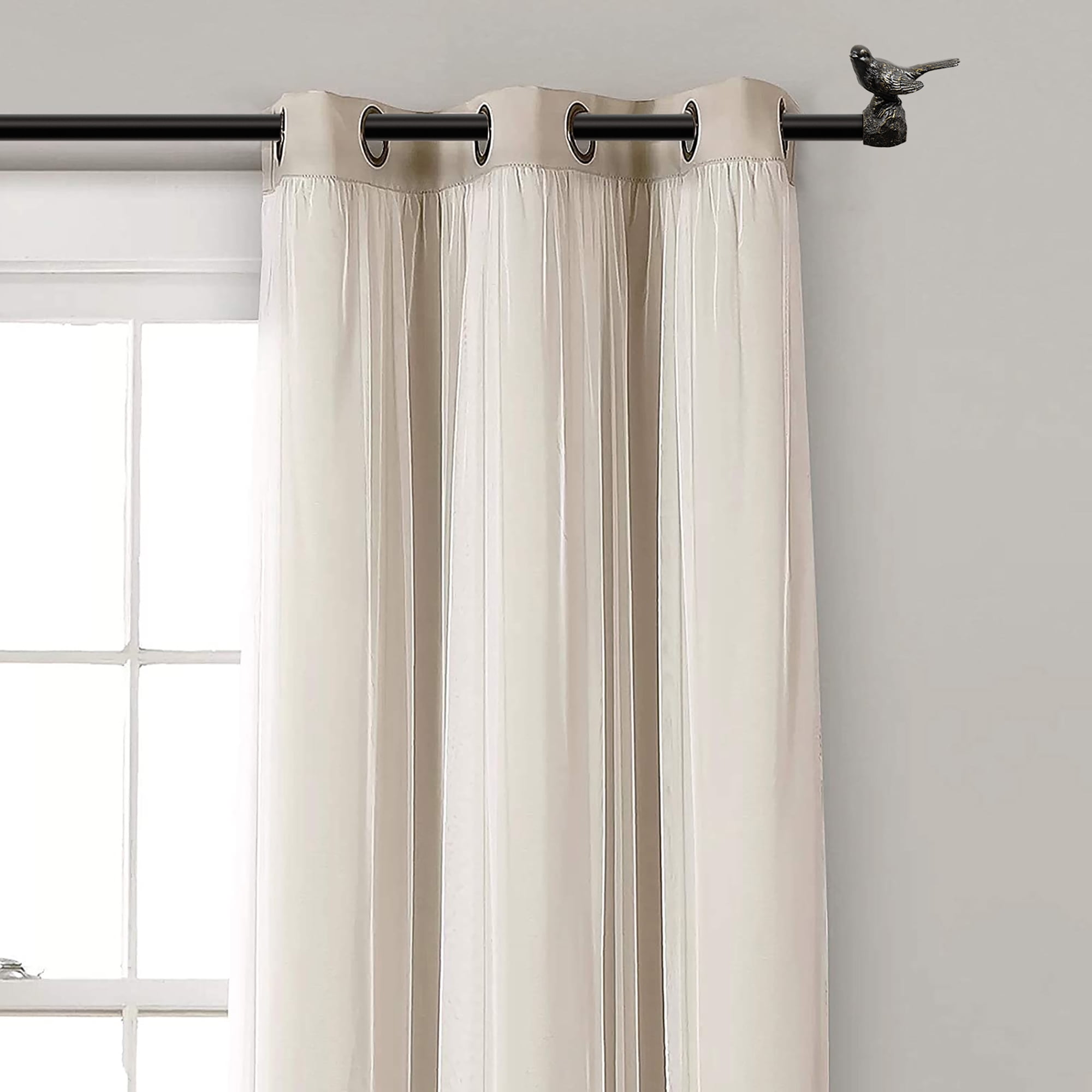 MERIVILLE 1" Single Curtain Rod Set, Adjustable 84–120 Inches, Bird Finials, Oil-Rubbed Bronze