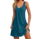 thumbnail image 1 of Vestido casual SCZ de mujer con bolsillos vestido de playa boho de verano camisetas vestido con cuello en V sin mangas sueltos verde oscuro S, 1 of 7