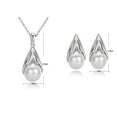 thumbnail image 3 of Yoursfs Pearl Stud Earrings for Women White Gold Plated Teardrop Simulation Pearl Earrings and Necklace Sets for Bridal, 3 of 4