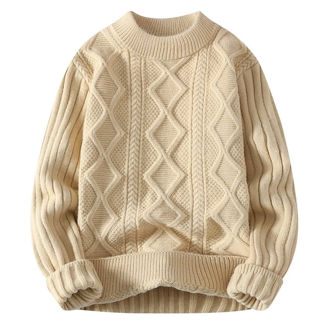Styesk Chandail pour Hommes Chandail Décontracté à Manches Longues Col Rond Uni Chandail Chaud Tricoté Manteau