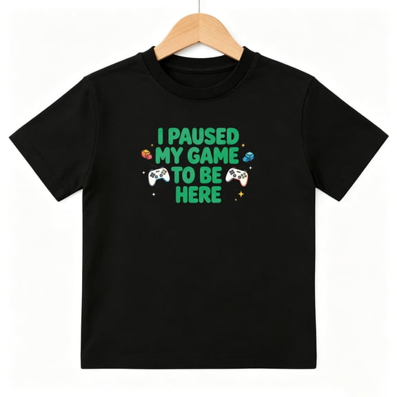 Paused My Game To Be Here Boys Graphic Tees Gamer Kids T-Shirt 100% Cotton Short Sleeve Tops Ages 4-13Y