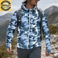 thumbnail image 5 of Havenx Men's Upf 50+ Sun Protection Fishing Jacket Camo Long Sleeve Full Zip Jacket Thumbhole Hooded Jacket Rash Guard Hiking Running Fishing Athletic Workout Blouse,Royal Blue S, 5 of 7