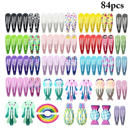 84PCS Lovely Hair Barrettes for Girls Assorted Hair Clip Set Snap Barrette Hair Pin Hair Accessories for Baby Girl Kids