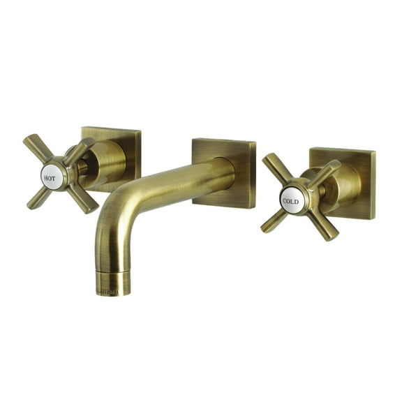 Kingston Brass KS6123ZX Millennium Double-Handle Wall Mount Bathroom Faucet, Antique Brass