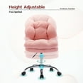 thumbnail image 3 of Swivel Ergonomic Office Chair, Teddy Velvet Armless Computer Chair with Adjustable Height and Universal Wheels, Comfy Upholstered Vanity Chair for Living Room, Bedroom, Study Room, Pink, 3 of 9
