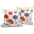 thumbnail image 3 of 4th of July Pillow Covers 18x18 Inch Red Blue Floral Patriotic Outdoor Decorative Throw Pillow Covers Set of 2 Independence Day Pillowcases Farmhouse Cotton Linen Cushion Covers for Couch Home Decor, 3 of 9