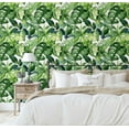 thumbnail image 3 of S4Sassy Monochrome Tropical Leaves Wallpaper- Green Wall Covering,25" x 240" Self-Adhesive Vinyl Wallpaper, Decorative Walls Wrap, DIY Wall Covering For Bedroom, Living Room, Living Space, 3 of 9