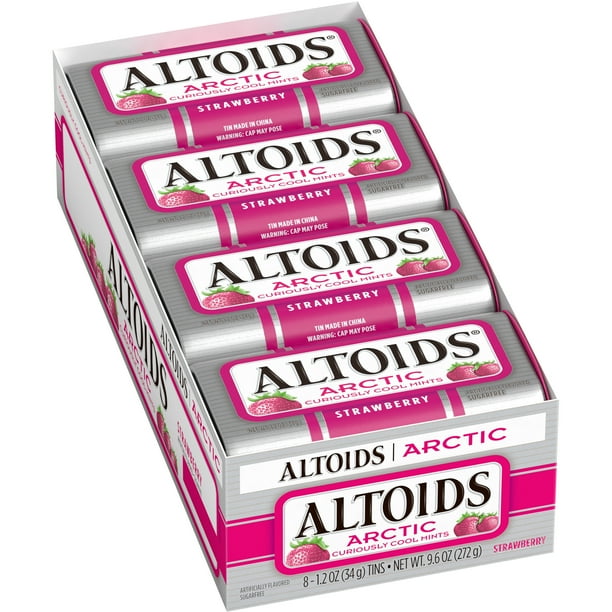 ALTOIDS Arctic Strawberry Sugar Free Breath Mints, 1.2 oz. (Pack of 8
