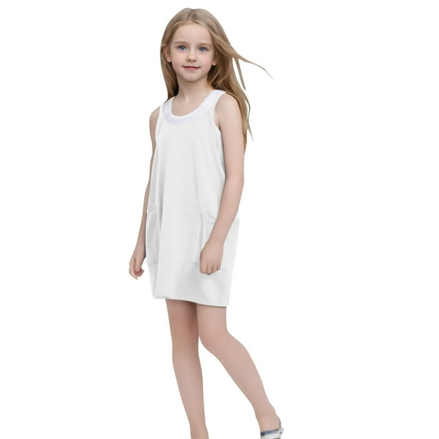 zbxnLI Robes Cami pour Filles Bretelles Spaghetti Réglables Mini Robe Décontractée d'Été avec Poches