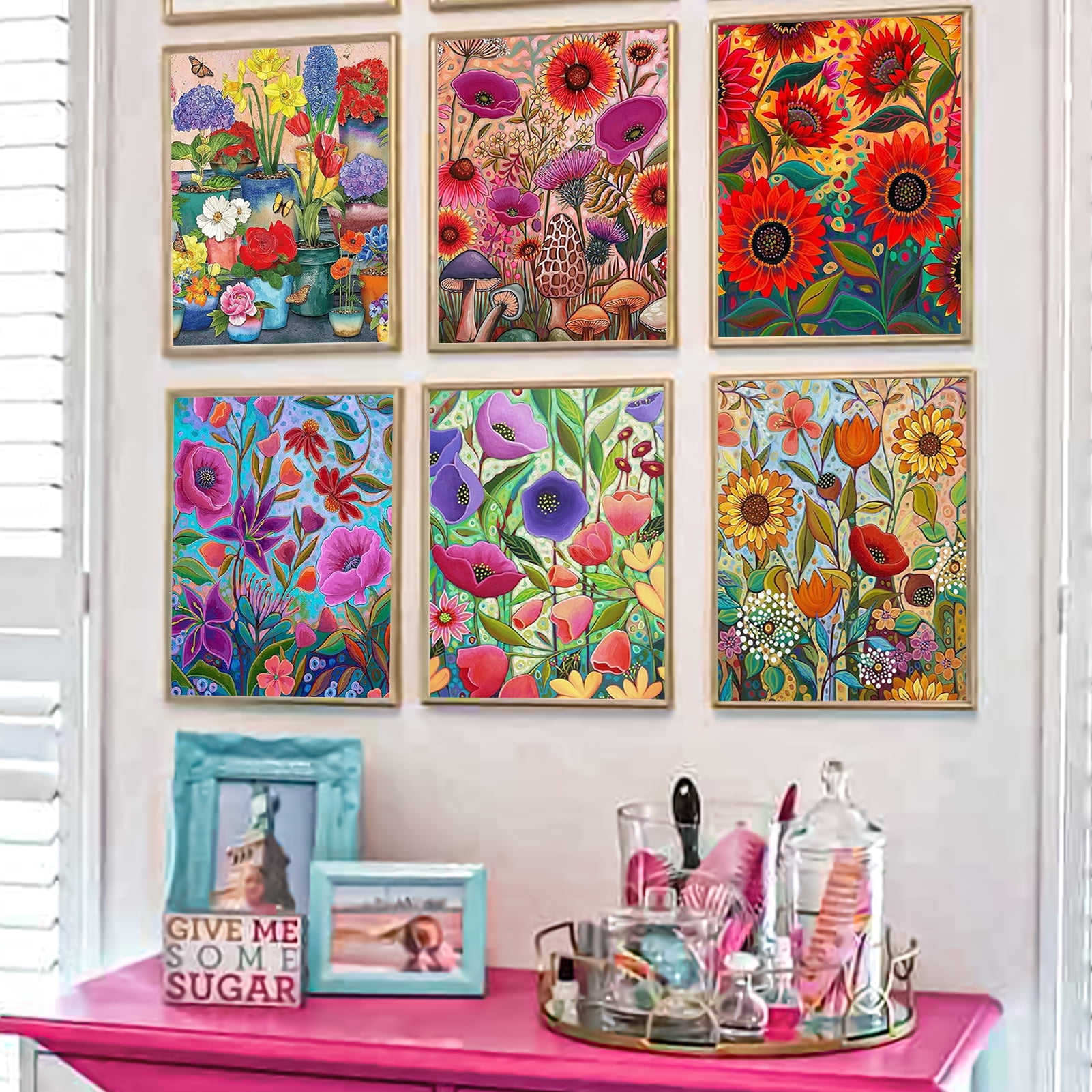 JYLMOOD DIY 6pcs/set Paint by Number for Adults, Easy Painting by Numbers for Gift Home Wall Decor 10x14in without Frame, Colored Canvas