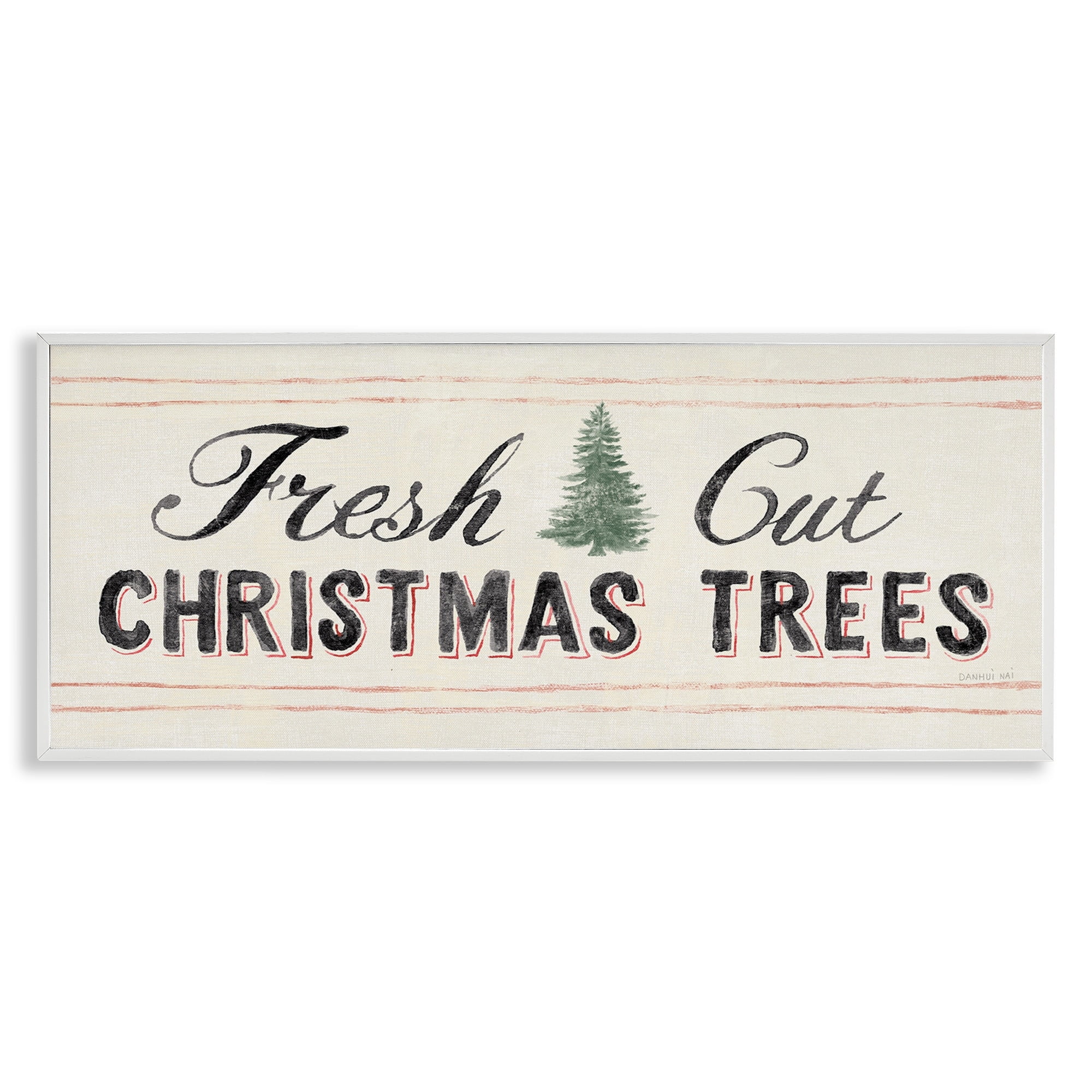 Fresh Cut Christmas Trees Vintage Winter Sign Holiday Graphic Art Framed Art Print Wall Art
