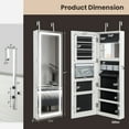 thumbnail image 3 of Costway Door Wall Mount Touch Screen LED Light Mirrored Jewelry Cabinet Storage White, 3 of 10