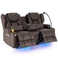 thumbnail image 2 of Felizpace Power Loveseat Recliner Sofa with Massage and Heat, Reclining Loveseat with Console, RV Couch Home Theater Seating with LED Lights for Living Room, Coffee Brown, 2 of 8