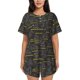 thumbnail image 1 of Fotbe Retro Excavator Conjunto de Pijama Estampado para Mujer, 2 Piezas, Ropa de Dormir con Camiseta de Manga Corta y Shorts Suaves-Small, 1 of 6