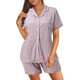 thumbnail image 4 of Gibobby camisón de seda Conjunto de pijamas de mujer Ropa de dormir de satén Lencería sexy Camisa con cuello en V Pantalones cortos Ropa de dormir Ropa de casa (B, L), 4 of 5
