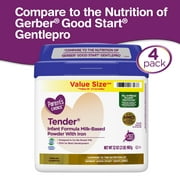 Parent's Choice Tender Baby Formula Powder, Iron, Prebiotic, Non-GMO, 32 oz, 4 Pack