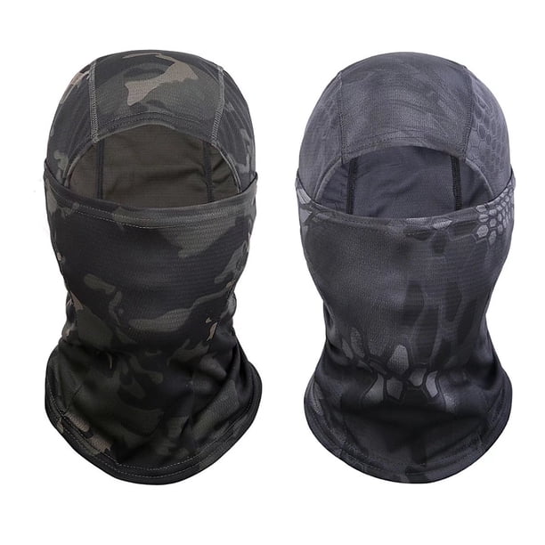 2 uds pasamontañas mascarilla ciclismo al aire libre escalada pesca motocicleta táctica transpirable fino (camuflaje + negro)