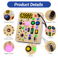 thumbnail image 5 of FPCYCG Montessori Wooden Busy Board with LED Light Switches for Toddler, Kids Fidget Learning Sensory Travel Toys for Boys and Girls, 5 of 7