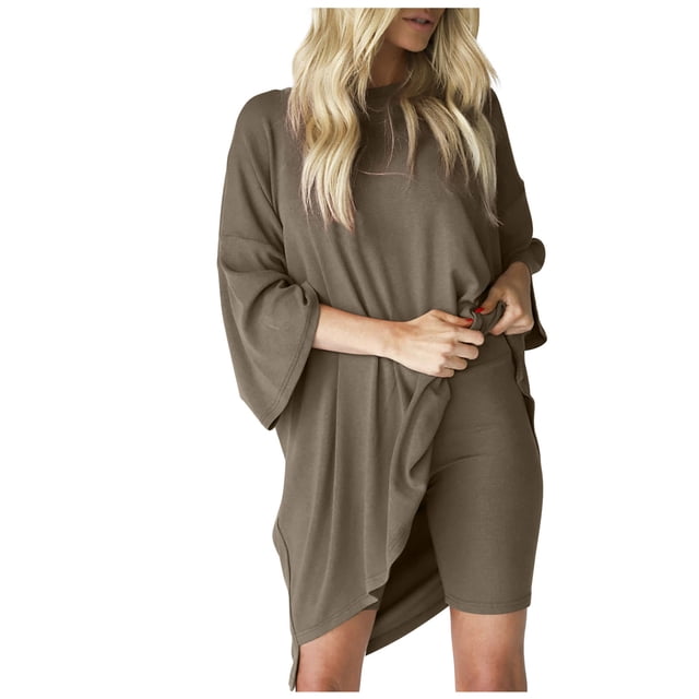 Georges Ensembles à Manches Longues pour Femmes Chandail à Col Rond Manches Longues + Pantalon Ensemble