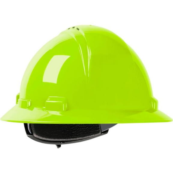 PIP Industries B3113692 Kilimanjaro Full Brim HDPE Shell Vented 4 Point Suspension Ratchet High-Visibility Adjustment Hard Hat, Yellow