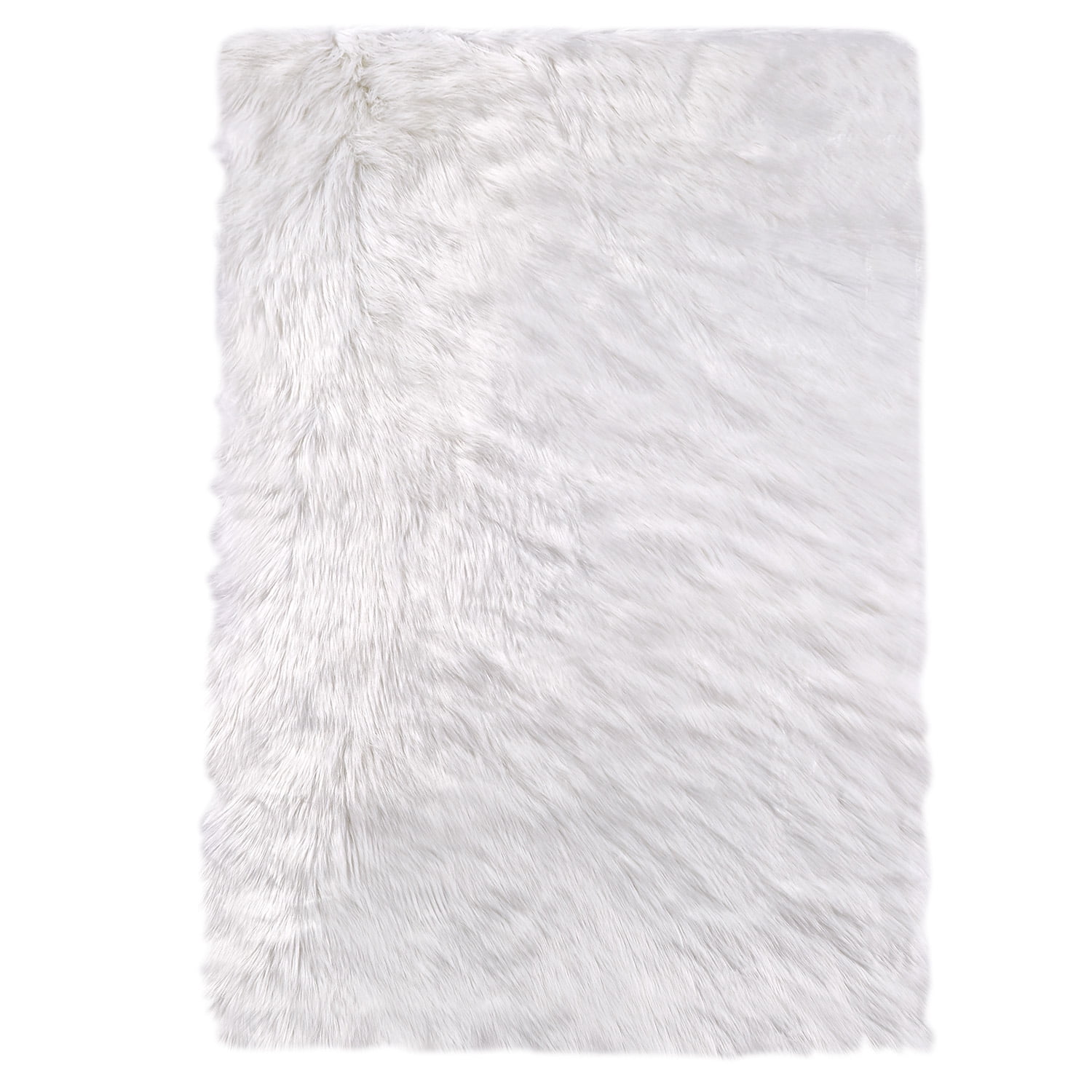 Phantoscope Deluxe Soft Faux Sheepskin Fur Collection Decorative Home Decor Modern Area Rug, White