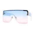 thumbnail image 1 of Oversize Rectangle Shield Flat Top Mob Sunglasses Blue Pink, 1 of 4