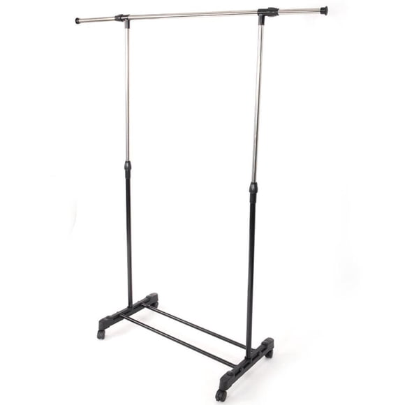 Adjustable Clothes Rack on Wheels Clothing Garment Rack with Shoe Shelf